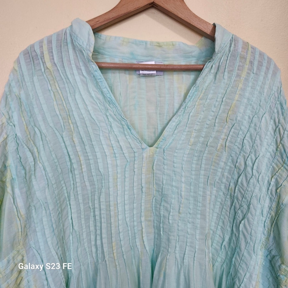 Soft Surroundings Light Aqua Green Crinkle Tunic Dress - Picture 4 of 9